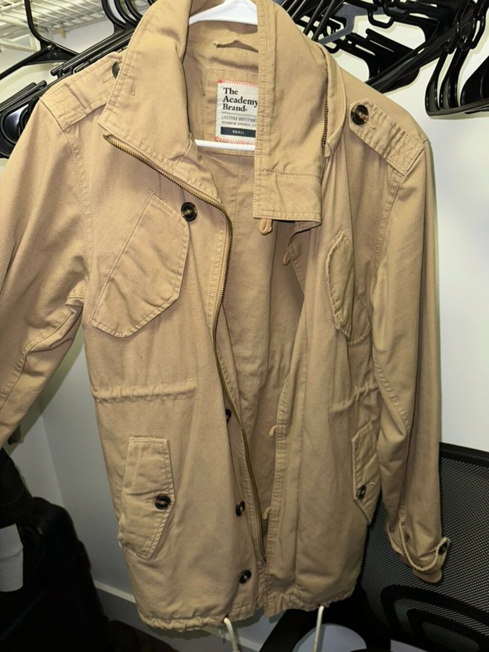 The Academy Brand Utility Field Jacket Tan Khaki Size S Military